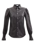 Redvalentino - Fluted-cuff Leather Shirt - Womens - Black