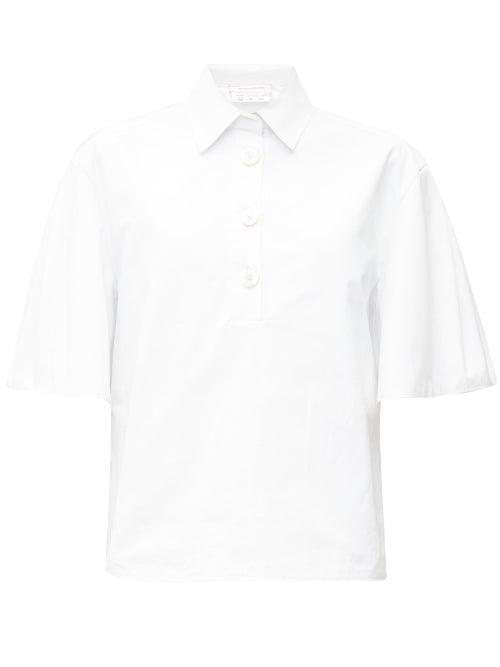 Matchesfashion.com Carolina Herrera - Wide-sleeve Cotton-canvas Shirt - Womens - White