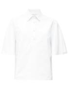 Matchesfashion.com Carolina Herrera - Wide-sleeve Cotton-canvas Shirt - Womens - White