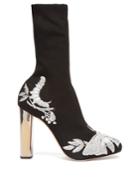 Alexander Mcqueen Embroidered Knitted Ankle Boots