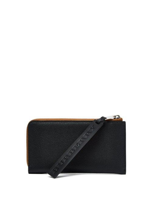 Matchesfashion.com Burberry - Zipped Grained Leather Cardholder - Mens - Black