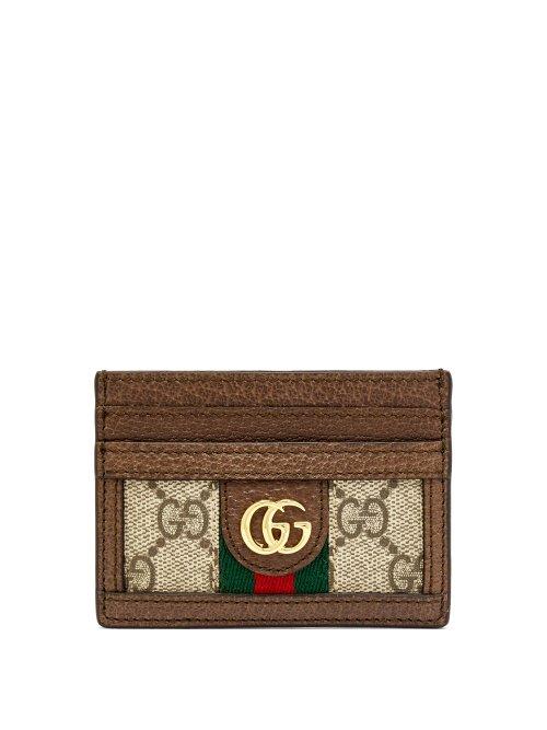 Matchesfashion.com Gucci - Ophidia Gg Plaque Leather Cardholder - Womens - Beige Multi