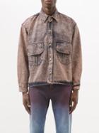 Liberal Youth Ministry - Acid-wash Denim Shirt - Mens - Orange Multi