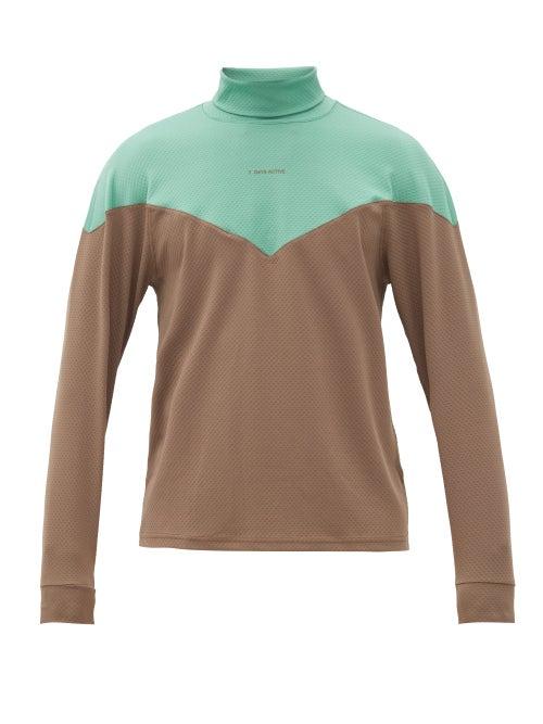 Matchesfashion.com 7 Days Active - Logo-print Panelled Cloqu-jersey Top - Mens - Brown