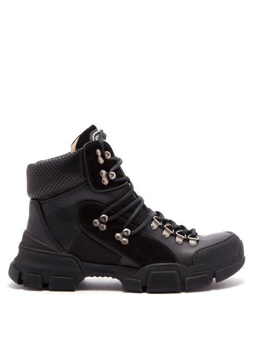 Matchesfashion.com Gucci - Flashtrek Leather High Top Trainers - Womens - Black