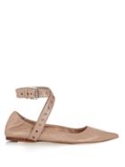 Valentino Love Latch Point-toe Leather Ballet Flats
