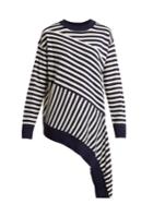 Mm6 Maison Margiela Striped Asymmetric-hem Sweater