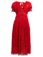 Matchesfashion.com Self-portrait - Ruffled Georgette Dress - Womens - Red