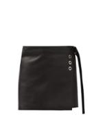 Ladies Rtw Ludovic De Saint Sernin - Wrap-front Leather Mini Skirt - Womens - Black