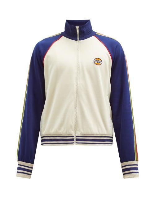 Matchesfashion.com Gucci - Logo-patch Web-stripe Jersey Track Jacket - Mens - Beige Multi