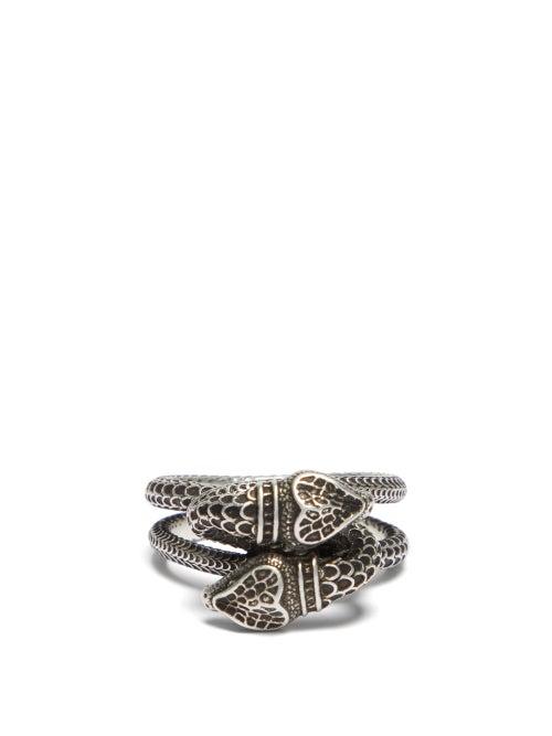Matchesfashion.com Gucci - Garden Snake Sterling Silver Wrap Ring - Mens - Silver