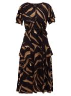 Matchesfashion.com Lisa Marie Fernandez - Sanja Zebra Devor Belted Crepe Midi Dress - Womens - Brown Print