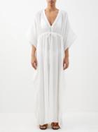 Raey - Drawstring-waist Cotton Cheesecloth Dress - Womens - White