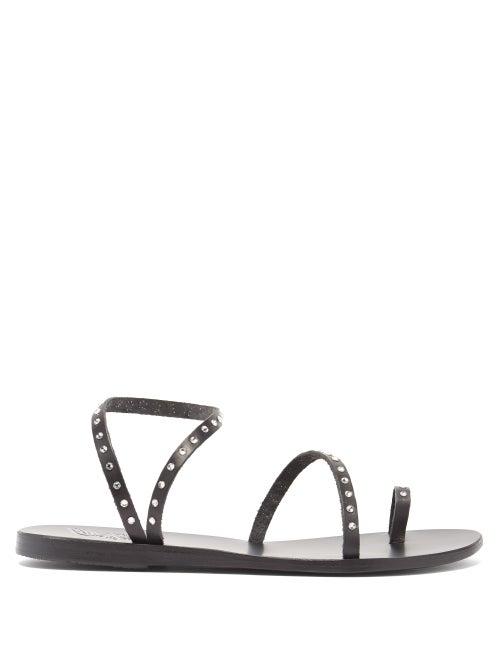 Matchesfashion.com Ancient Greek Sandals - Apli Eleftheria Crystal-studded Leather Sandals - Womens - Black Silver