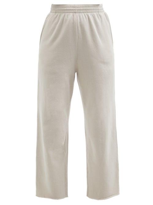 Balenciaga - Raw-hem Cropped Cotton-jersey Track Pants - Womens - Light Grey
