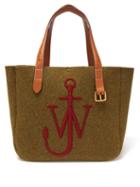 Ladies Bags Jw Anderson - Belt Embroidered-anchor Felted Canvas Tote Bag - Womens - Khaki