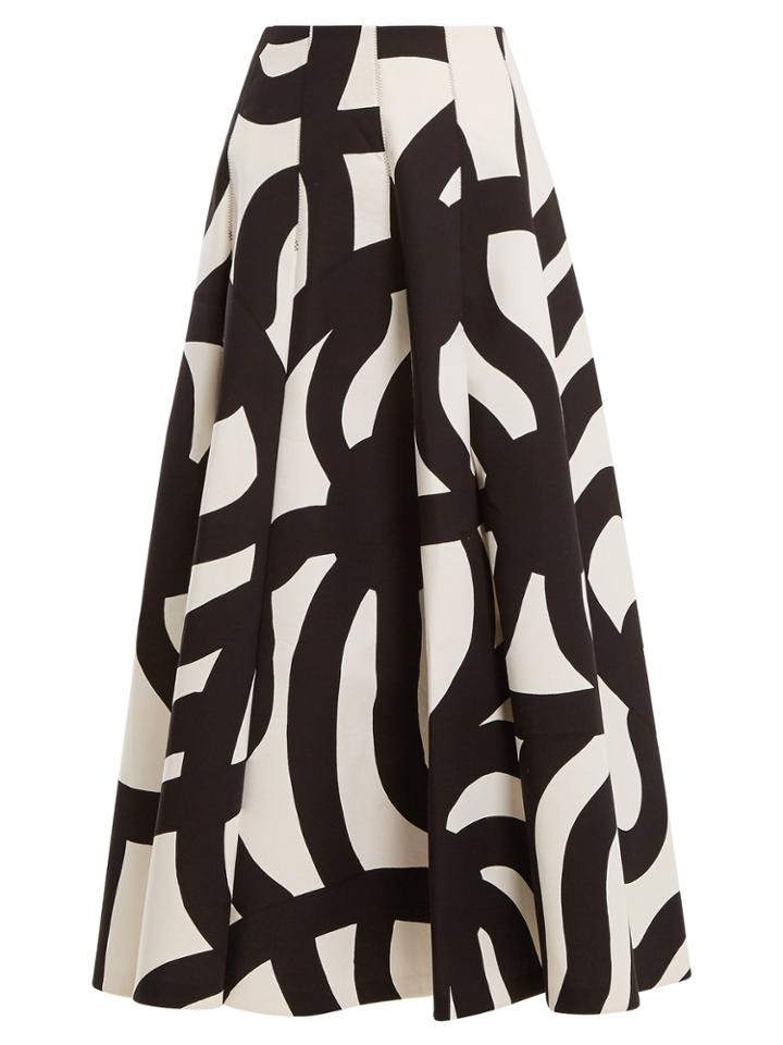 Junya Watanabe Graphic Floral-print Bonded-cotton Midi Skirt