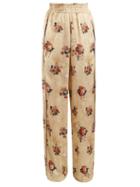 Matchesfashion.com Golden Goose Deluxe Brand - Floral Print Wide Leg Satin Trousers - Womens - Beige Multi