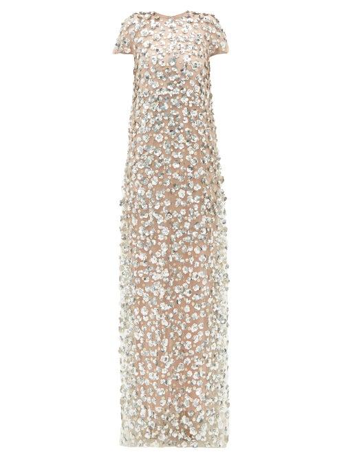 Matchesfashion.com Carolina Herrera - Sequin Embellished Tulle Gown - Womens - Pink Multi