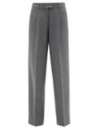Another Tomorrow - Pinstripe Wool-blend Wide-leg Trousers - Womens - Grey