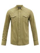 Rrl - Buffalo Embroidered Cotton-canvas Shirt - Mens - Khaki