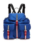 Matchesfashion.com Prada - New Vela Stud Embellished Backpack - Womens - Blue Multi