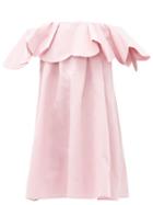 Matchesfashion.com Valentino - Off-the-shoulder Cotton-blend Faille Mini Dress - Womens - Light Pink