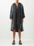 By Walid - Vladi Vintage Patchworked Linen Midi Dress - Womens - Black Multi