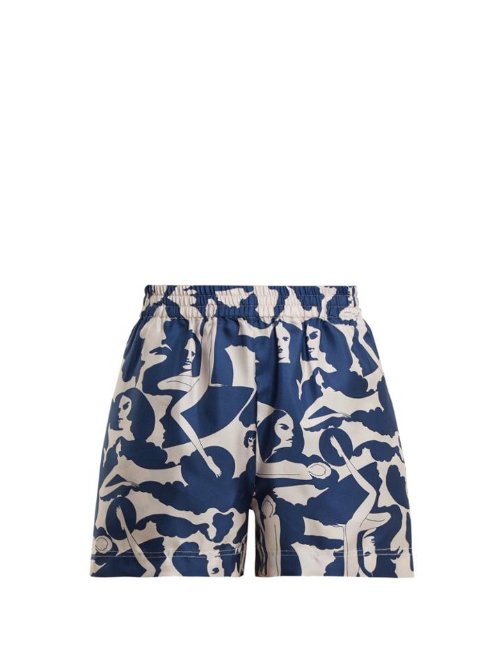 La Doublej Editions Boxer Donne-print Silk Shorts