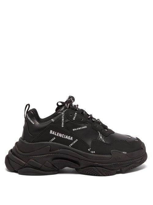 Balenciaga - Triple S Faux-leather Trainers - Womens - Black