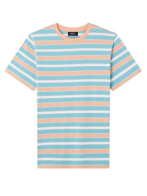 Matchesfashion.com A.p.c. - Gio Striped Jersey T-shirt - Mens - Light Blue