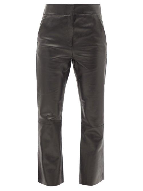 Stand Studio - Zoe High-rise Leather Flared Trousers - Womens - Black