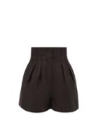 Aje - Evermore Pleated Linen-blend Voile Shorts - Womens - Black