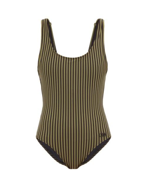 Matchesfashion.com Solid & Striped - The Anne-marie Striped Scoop-neck Swimsuit - Womens - Green Stripe