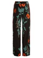 Matchesfashion.com Johanna Ortiz - Floral Print High Rise Silk Trousers - Womens - Black Print