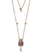 Matchesfashion.com Alexander Mcqueen - Scarab Faux Pearl And Crystal Embellished Necklace - Womens - Pink