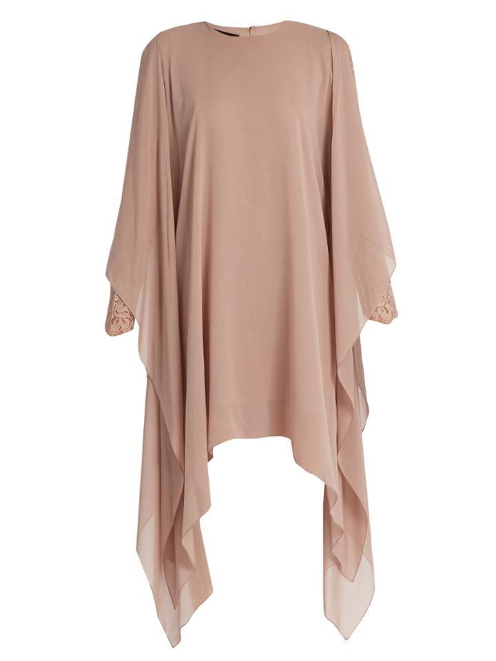Elie Saab Lace-sleeved Silk-georgette Dress