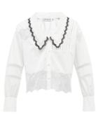 Matchesfashion.com Self-portrait - Chelsea-collar Lace-inset Poplin Shirt - Womens - White
