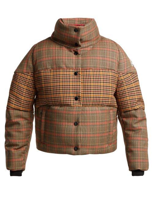 Matchesfashion.com Moncler - Cer Checked Wool Blend Jacket - Womens - Beige Multi
