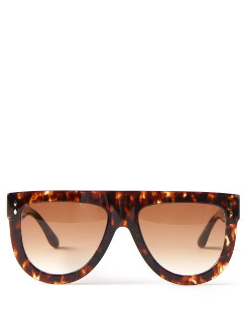 Isabel Marant Eyewear - Flat-top Tortoiseshell-acetate Sunglasses - Womens - Brown Multi