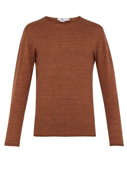 Matchesfashion.com Inis Mein - Linen Blend Crew Neck Sweater - Mens - Brown