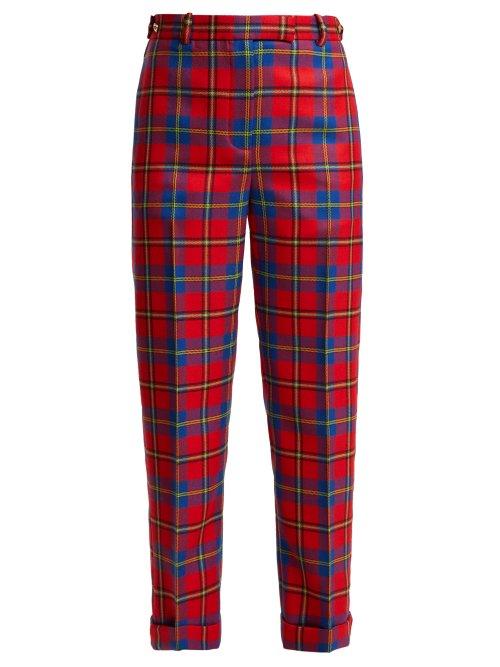 Matchesfashion.com Versace - Tartan Wool Trousers - Womens - Red Multi