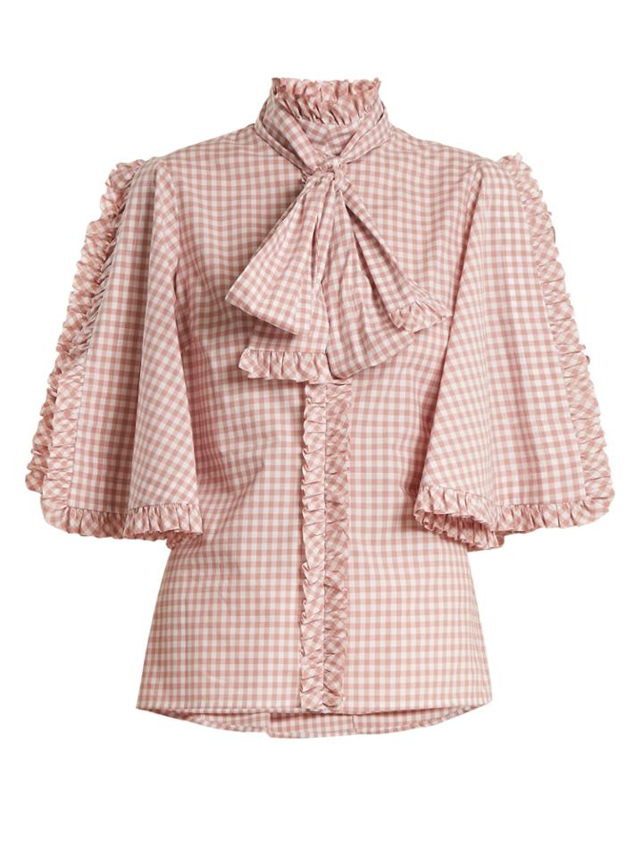 Caroline Constas Hope Gingham Cotton Blouse