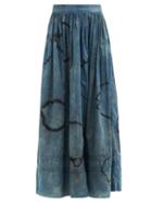 Matchesfashion.com Mimi Prober - Shibori-dyed Organic-cotton Voile Maxi Skirt - Womens - Indigo