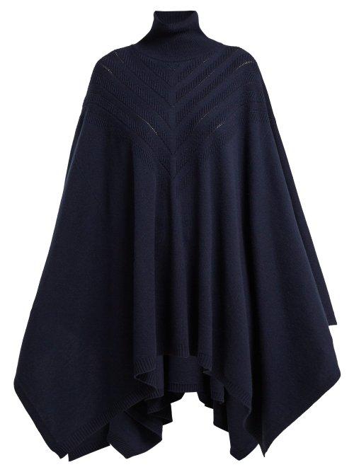 Matchesfashion.com Barrie - Harmony Chevron Cashmere Cape - Womens - Navy