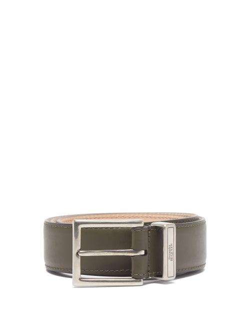 Matchesfashion.com Alexander Mcqueen - Identity Leather Belt - Mens - Khaki