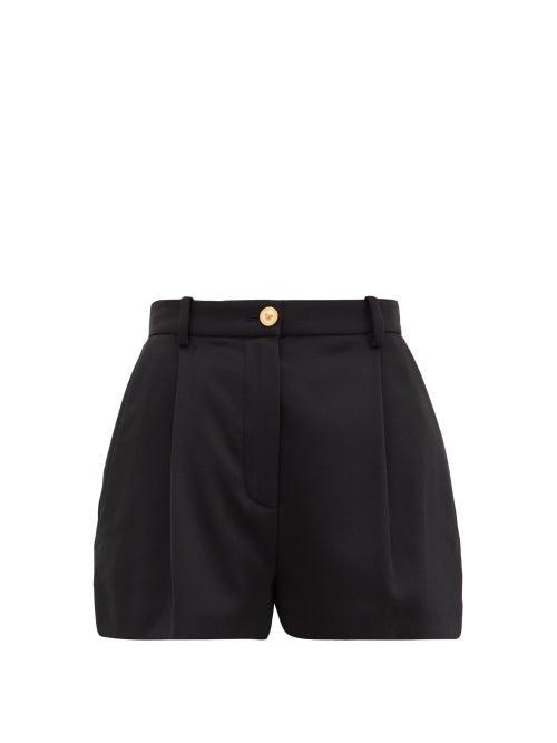 Matchesfashion.com Versace - Pleated-front Wool-blend Shorts - Womens - Black