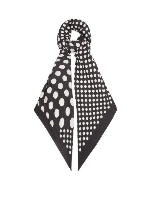 Raey - Abstract Spot-print Wool-blend Twill Scarf - Womens - Black Print