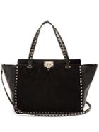 Valentino Rockstud Medium Suede And Leather Tote