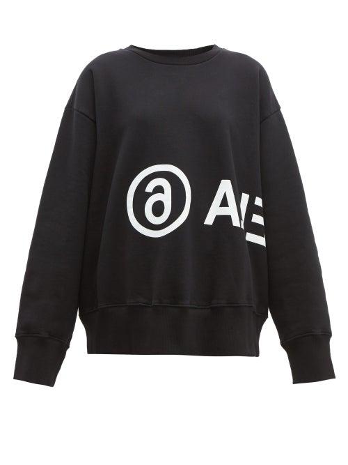 Matchesfashion.com Mm6 Maison Margiela - Logo Print Cotton Sweatshirt - Womens - Black